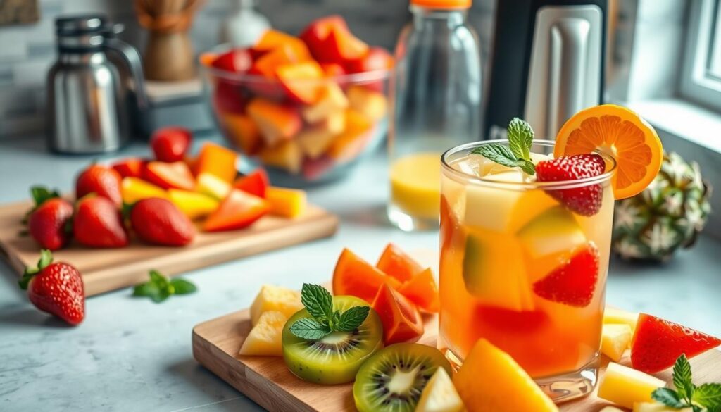 Homemade Fruit Cocktail Preparation