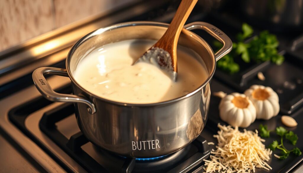 Creamy Alfredo Sauce Preparation