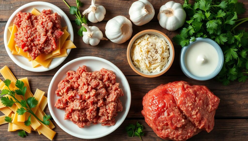 Ground Beef Alfredo Ingredients